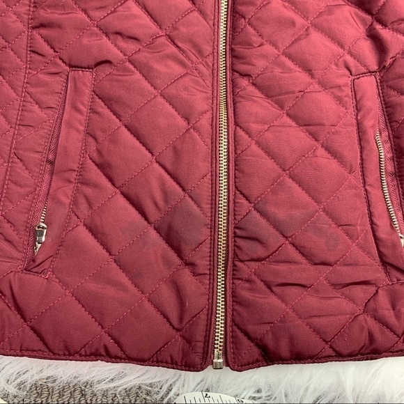 Francescas Burgundy Quilted Full Zip Vest - Picture 3 of 6